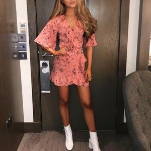 topshop floral ruffle wrap tea dress